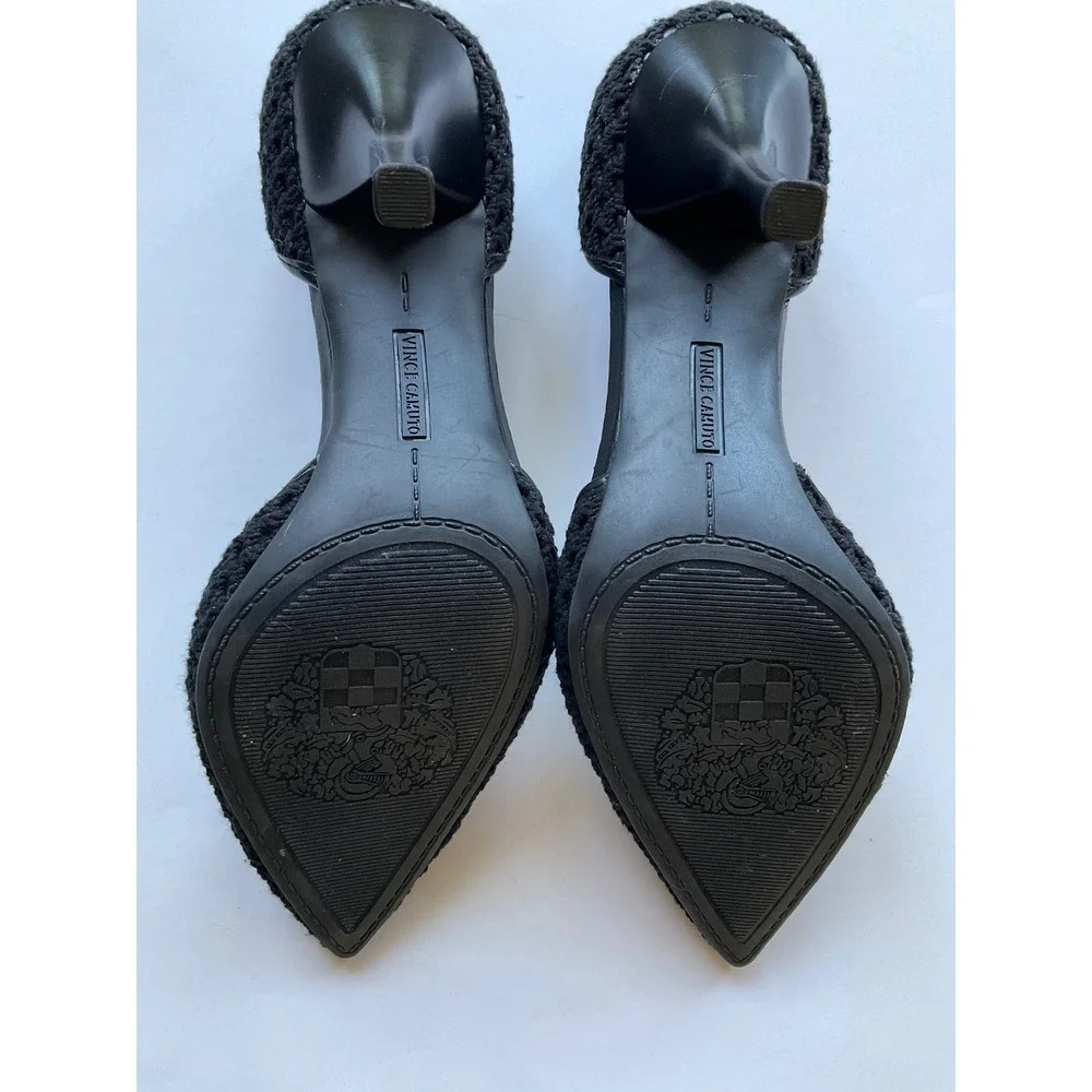 Vince Camuto Alandry Black Woven Textured D'Orsay Pointed Toe Stiletto Pumps 7.5